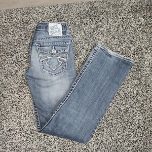 Vtg Y2K Big Star Remy Low Rise Bootcut Jeans Womens Sz 26 R, Flap Pockets Faded